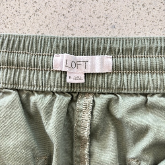 Loft Womens Size 6 Cotton Spandex Seaside Cropped Pant Sage Green Drawstring - Picture 6 of 14